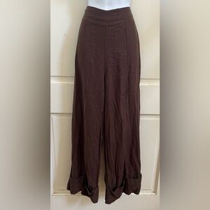 DISSH Brown Linen Wide-Leg Pants